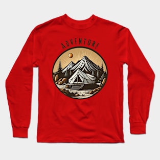 Adventure Awaits Mountain Tent Scenic T-Shirt Long Sleeve T-Shirt